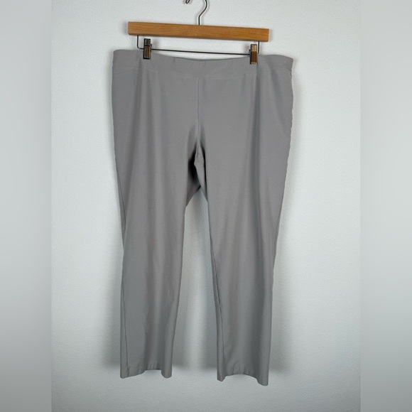 Eileen Fisher Stretch Crepe Knit Pull-On Straight Leg Pant Silver Grey XL - Picture 2 of 11